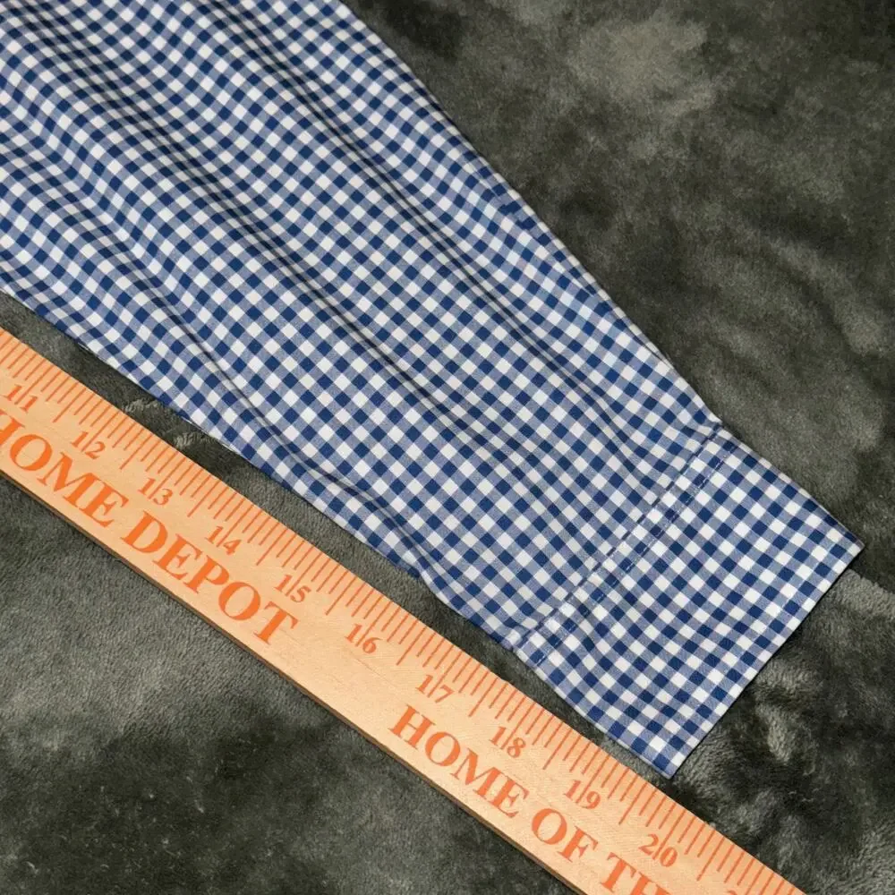 L.L. Bean Shirt Men's Medium Blue White Gingham Cotton Long Sleeve Button-Down - Picture 7 of 7